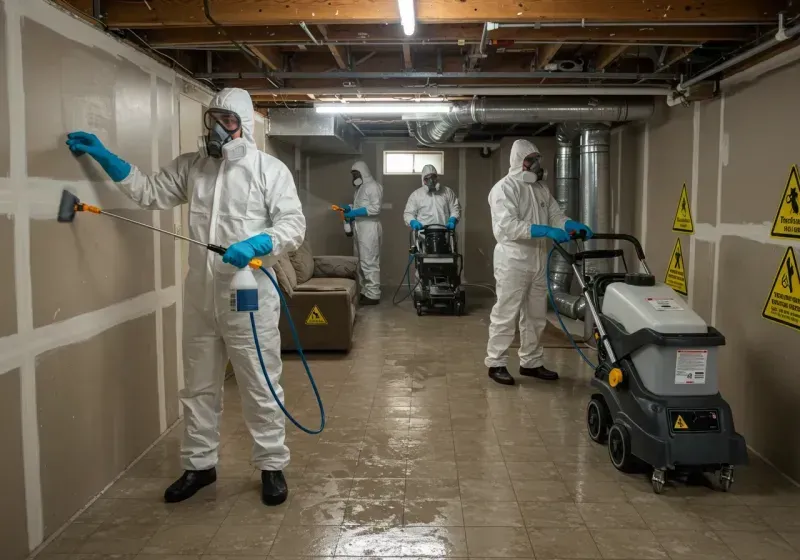 Basement Moisture Removal and Structural Drying process in Denver, IA